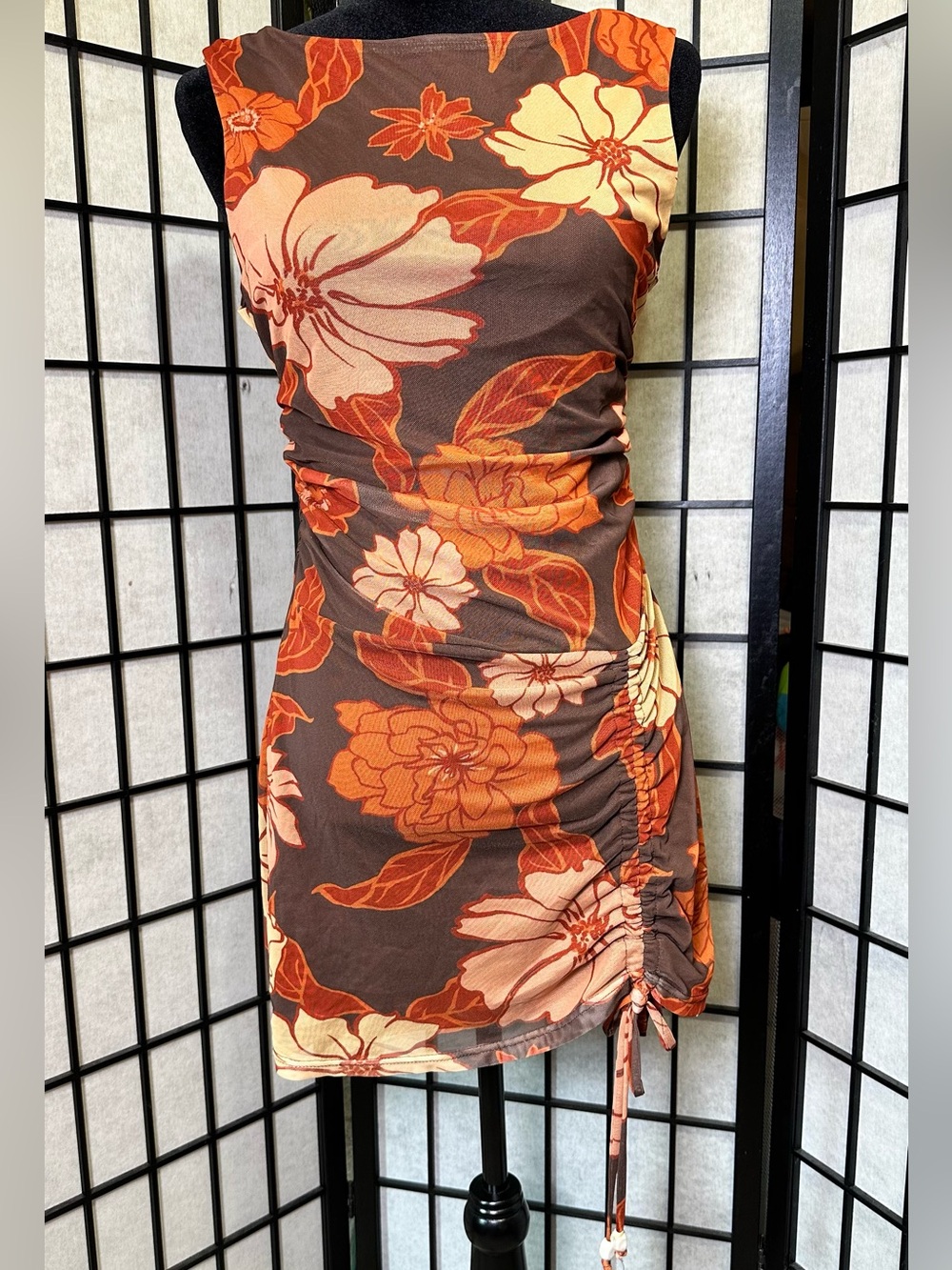 Summer Floral Ruched Mini Dress
